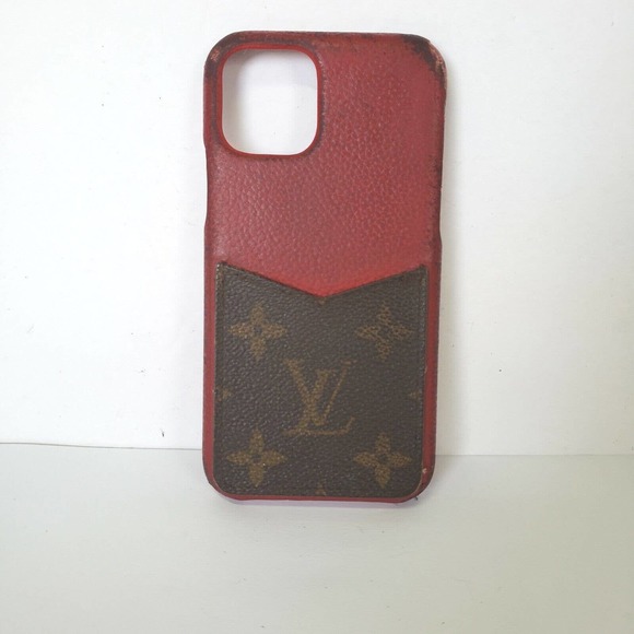 Louis Vuitton Other - Louis Vuitton Iphone 11 Pro Cell Phone Card Case Leather Signature Red Damaged
